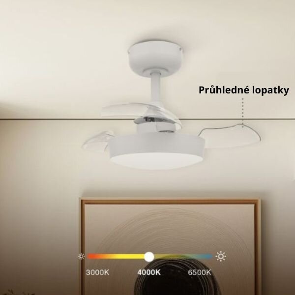 Stropní ventilátor se světlem Nacala 55cm 71W, 888lm, CCT, dálkové ovládání, 3 roky záruka
