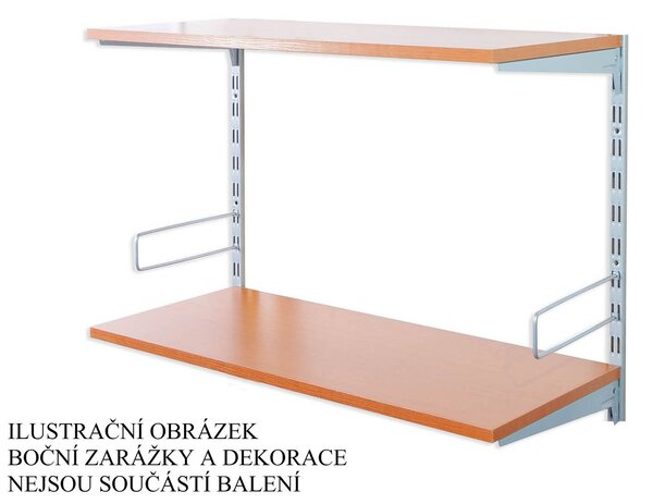Biedrax Nástěnný regál přídavný 25 x 80 x 50 cm, stříbrný - 2 police třešeň