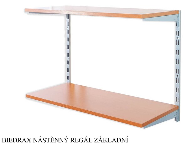 Biedrax Nástěnný regál základní 20 x 40 x 50 cm, stříbrný - 2 police třešeň