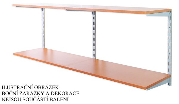 Biedrax Nástěnný regál přídavný 25 x 80 x 50 cm, stříbrný - 2 police třešeň