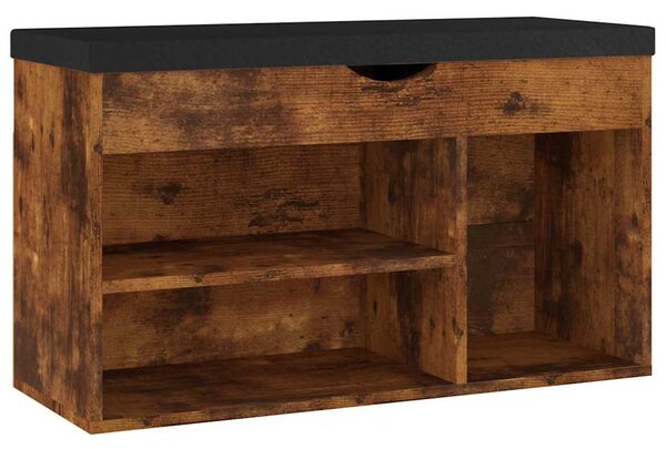 Lavice s botníkem a poduškou kouřový dub 80x30x47 cm kompozit 326767
