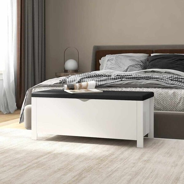 Úložný box s poduškou bílá 105 x 40 x 45 cm kompozitní dřevo 326768
