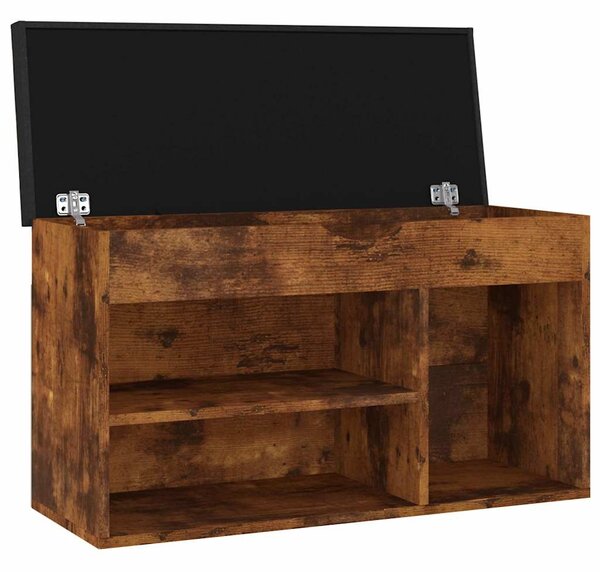 Lavice s botníkem a poduškou kouřový dub 80x30x47 cm kompozit 326767