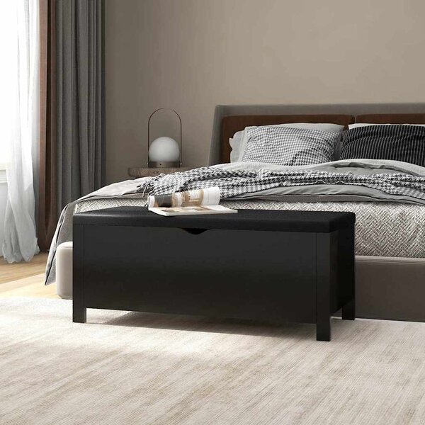 Úložný box s poduškou černá 105 x 40 x 45 cm kompozitní dřevo 326769