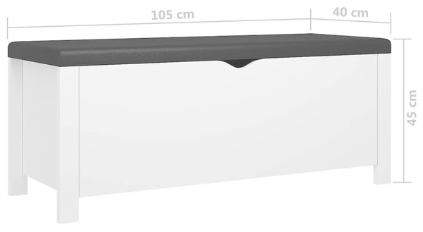 Úložný box s poduškou bílá 105 x 40 x 45 cm kompozitní dřevo 326768
