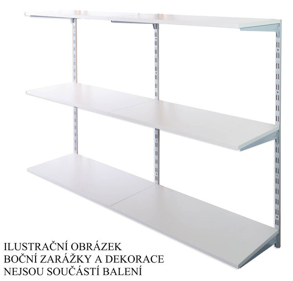 Biedrax Nástěnný regál přídavný 35 x 80 x 100 cm, stříbrný - 3 police šedá