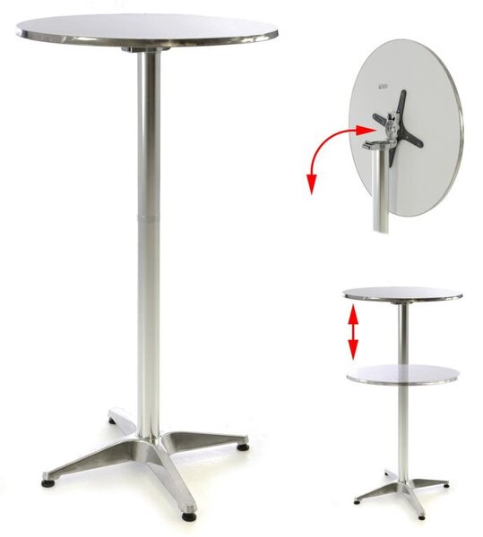 Barový stůl k stání - skládací, výška až 110 cm, průměr 60cm