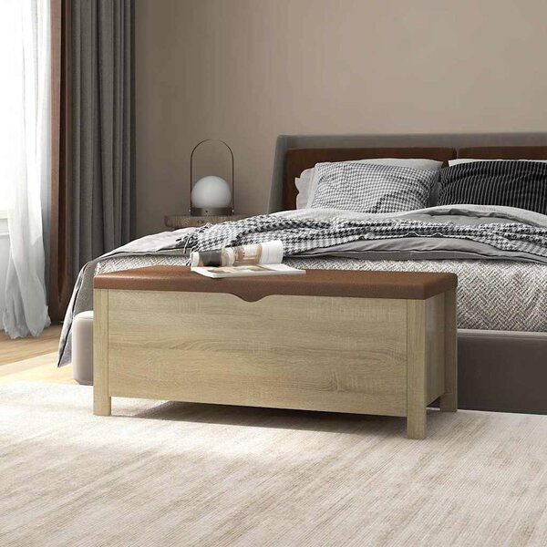 Úložný box s poduškou dub sonoma 105x40x45cm kompozitní dřevo 326771