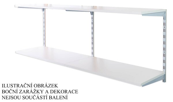 Biedrax Nástěnný regál přídavný 20 x 60 x 50 cm, stříbrný - 2 police šedá