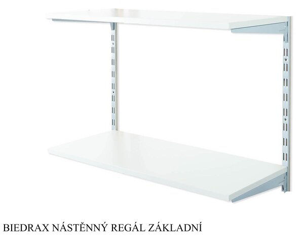 Biedrax Nástěnný regál základní 25 x 60 x 50 cm, stříbrný - 2 police šedá
