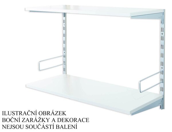 Biedrax Nástěnný regál přídavný 20 x 60 x 50 cm, stříbrný - 2 police šedá