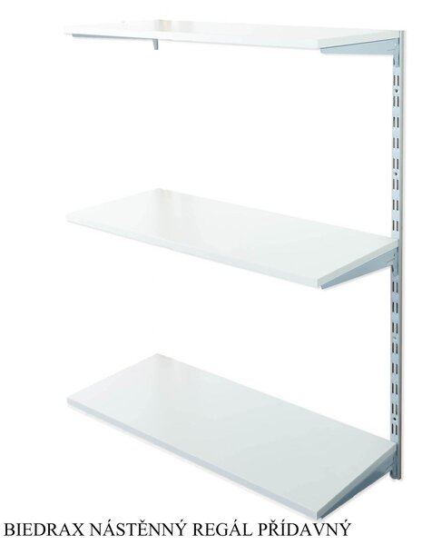 Biedrax Nástěnný regál přídavný 35 x 80 x 100 cm, stříbrný - 3 police šedá