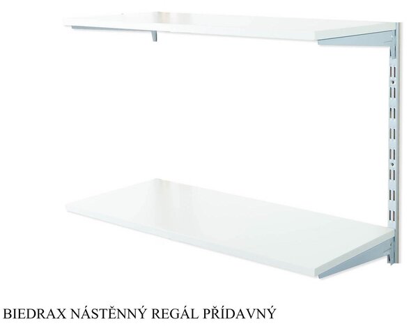 Biedrax Nástěnný regál přídavný 20 x 60 x 50 cm, stříbrný - 2 police šedá