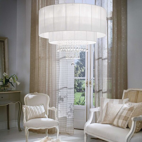 Ideal Lux - Křišťálový lustr na lanku OPERA 10xE27/60W/230V pr. 90 cm bílá