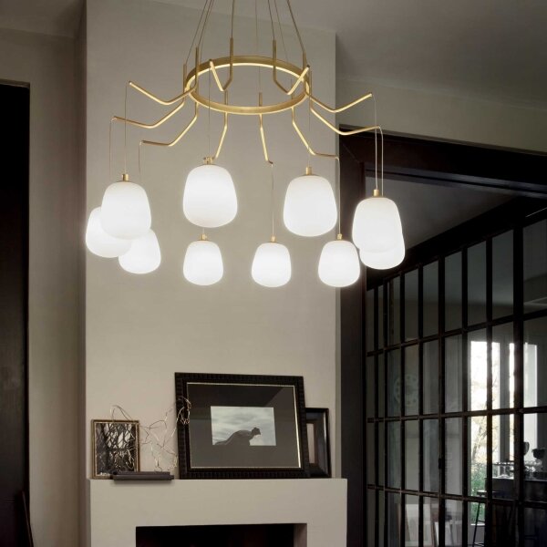 Ideal Lux - LED Lustr na lanku KAROUSEL 10xG9/3W/230V pr. 82,5 cm mosaz