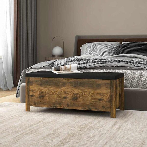 Úložný box s poduškou kouřový dub 105x40x45cm kompozitní dřevo 326776