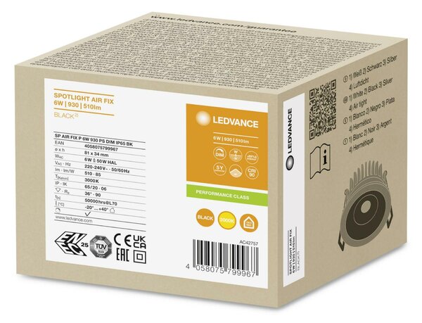LEDVANCE SP AIR FIX P 6W 930 PS DIM IP65 BK 4058075799967
