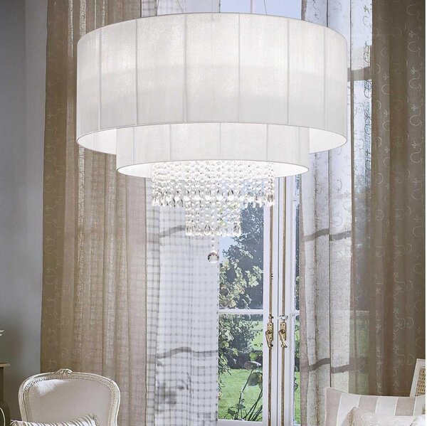 Ideal Lux - Křišťálový lustr na lanku OPERA 10xE27/60W/230V pr. 90 cm bílá