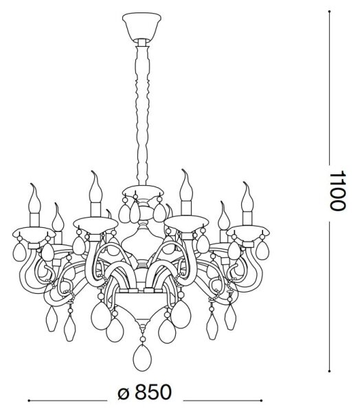 Ideal Lux - Lustr na řetězu NEGRESCO 10xE14/28W/230V pr. 85 cm zlatá