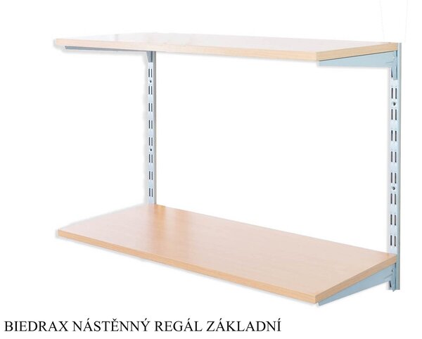 Biedrax Nástěnný regál základní 30 x 80 x 50 cm, stříbrný - 2 police buk
