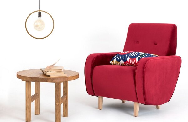 Nordic Design Červené sametové křeslo Doble