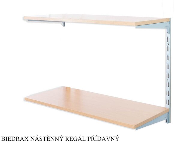 Biedrax Nástěnný regál přídavný 35 x 40 x 50 cm, stříbrný - 2 police buk