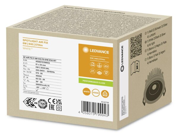 LEDVANCE SP AIR FIX P 6W 940 PS DIM IP65 WT 4058075799943