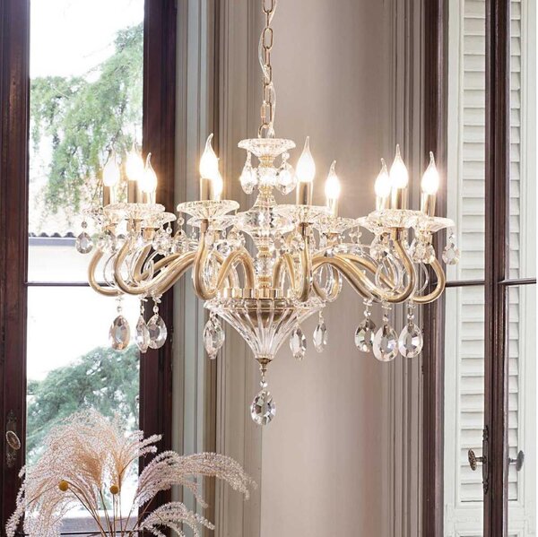 Ideal Lux - Lustr na řetězu NEGRESCO 10xE14/28W/230V pr. 85 cm zlatá