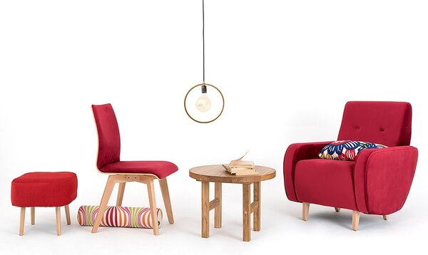 Nordic Design Červené sametové křeslo Doble