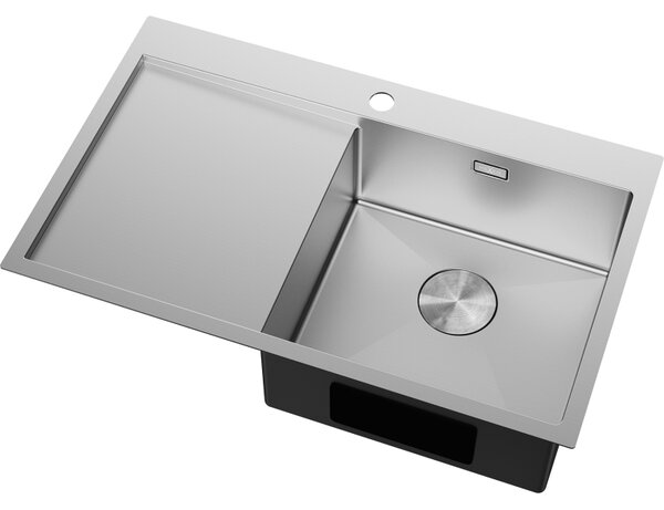Mexen Exar nerezový dřez 1-komorový s odkapávačem, pravý 780 x 480 mm, inox - 6434781010P-01