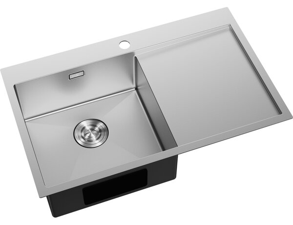 Mexen Exar nerezový kuchyňský dřez s odkapávačem, levý 780 x 480 mm, inox - 6433781010L-01