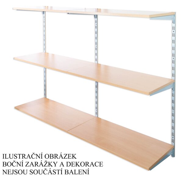 Biedrax Nástěnný regál základní 20 x 80 x 100 cm, stříbrný - 3 police buk
