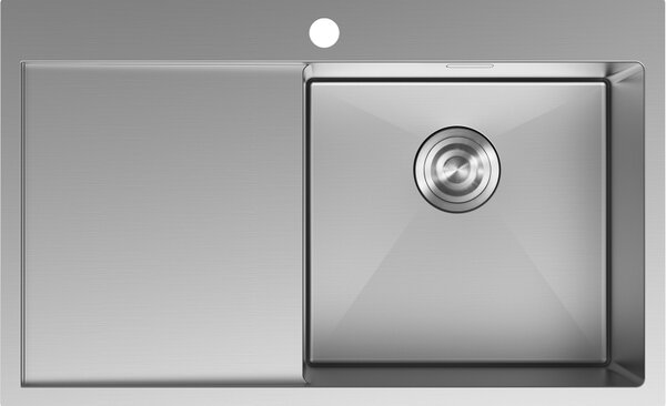 Mexen Exar nerezový dřez 1-komorový s odkapávačem, pravý 780 x 480 mm, inox - 6434781010P-01