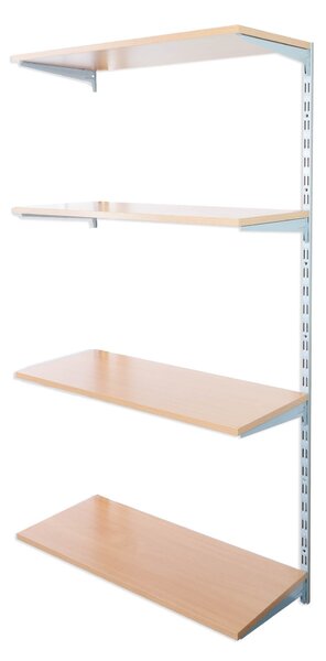 Biedrax Nástěnný regál přídavný 20 x 40 x 150 cm, stříbrný - 4 police buk