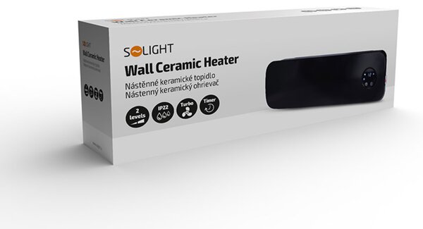 Solight nástěnné keramické topidlo, 2000W, černá KP07B