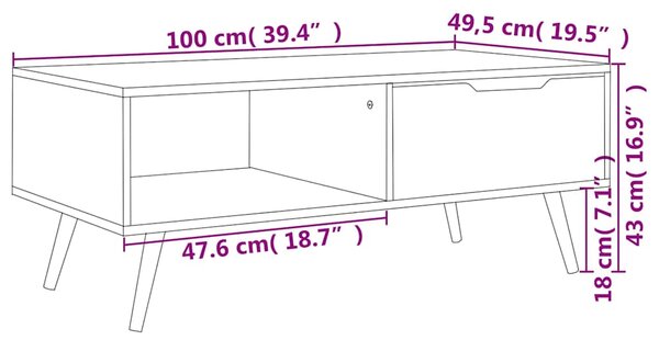 Konferenční stolek kouřový dub 100x49,5x43 cm kompozitní dřevo 326794