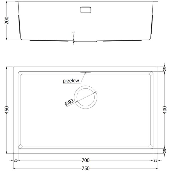 Mexen Trixo nerezový dřez 1-komorový 750 x 440 mm, měď - 6415751000-65