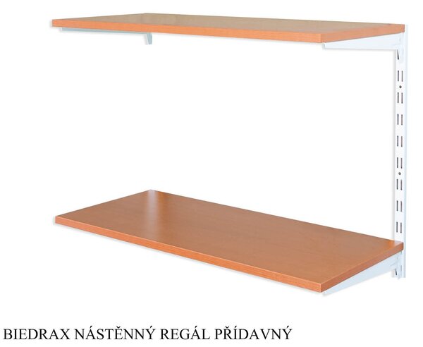 Biedrax Nástěnný regál přídavný 20 x 40 x 50 cm, bílý - 2 police třešeň