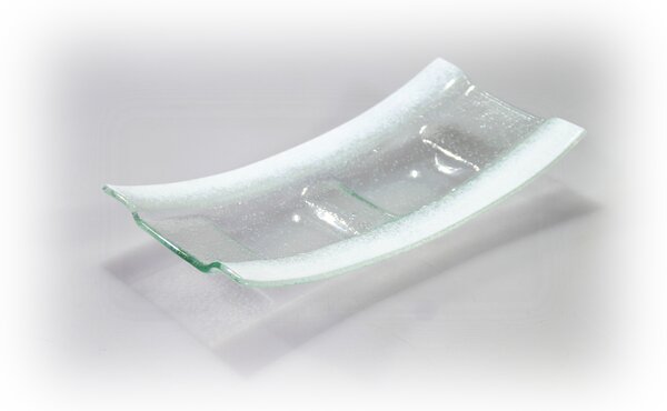 BDK-GLASS Skleněný svícen BOAT s bílým okrajem Rozměr: 12x32cm