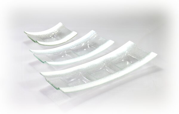 BDK-GLASS Skleněný svícen BOAT s bílým okrajem Rozměr: 12x32cm