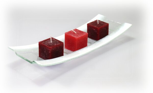BDK-GLASS Skleněný svícen BOAT s bílým okrajem Rozměr: 12x32cm
