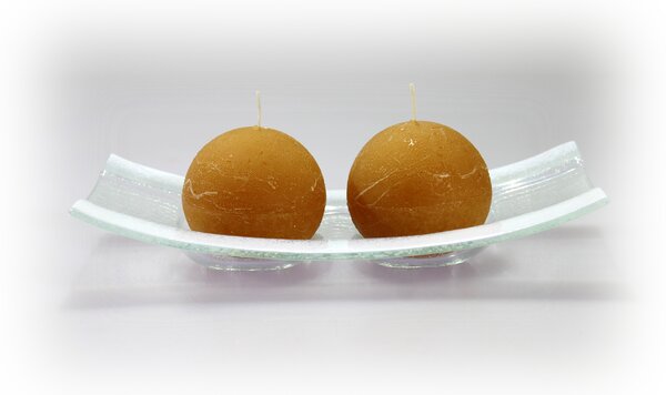 BDK-GLASS Skleněný svícen BOAT s bílým okrajem Rozměr: 12x32cm