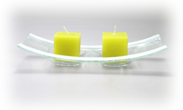 BDK-GLASS Skleněný svícen BOAT s bílým okrajem Rozměr: 12x32cm