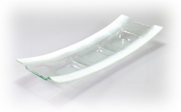 BDK-GLASS Skleněný svícen BOAT s bílým okrajem Rozměr: 12x32cm