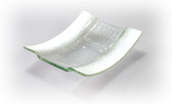 BDK-GLASS Skleněný svícen BOAT s bílým okrajem Rozměr: 12x32cm