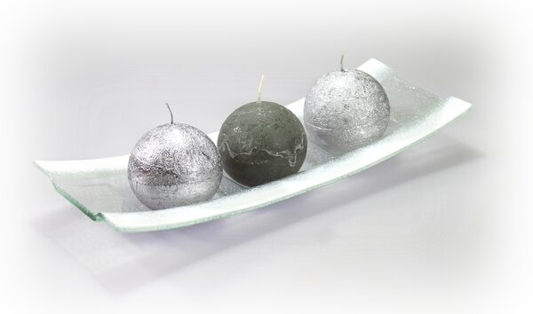 BDK-GLASS Skleněný svícen BOAT s bílým okrajem Rozměr: 12x32cm