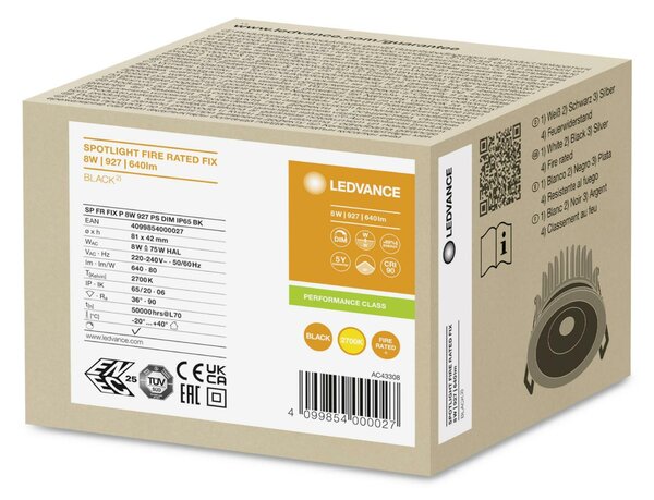 LEDVANCE SP FP FIX P 8W 927 PS DIM IP65 BK 4099854000027