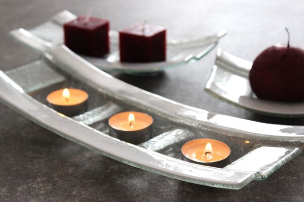 BDK-GLASS Skleněný svícen BOAT s bílým okrajem Rozměr: 12x32cm