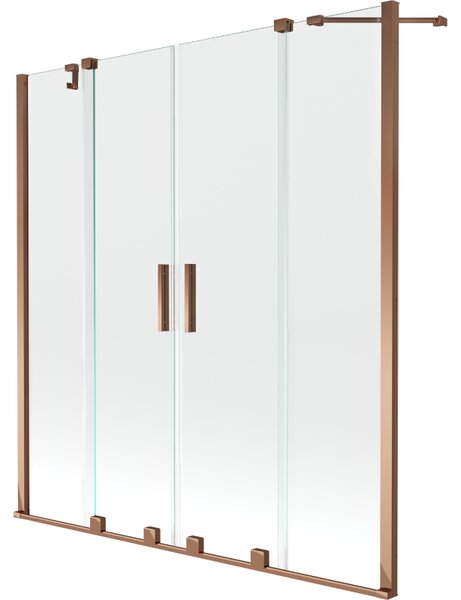 Mexen Velar Duo vaňová zástěna 2-křídlová posuvná 160 x 150 cm, transparentní, růžové zlato - 896-160-000-02-60