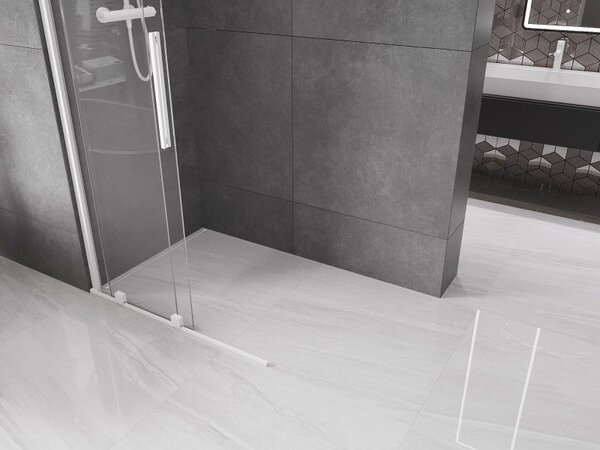 Mexen Velar posuvná sprchová stěna Walk-in 120 x 200 cm, transparentní 8 mm, bílá - 871-120-000-03-20
